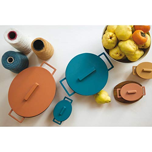 Sambonet 24cm Cast Iron Stewing Pan with Lid - Light Blue Dutch Oven for Slow Cooking, Braising & Baking - Perfect for Soups, Stews & Casseroles