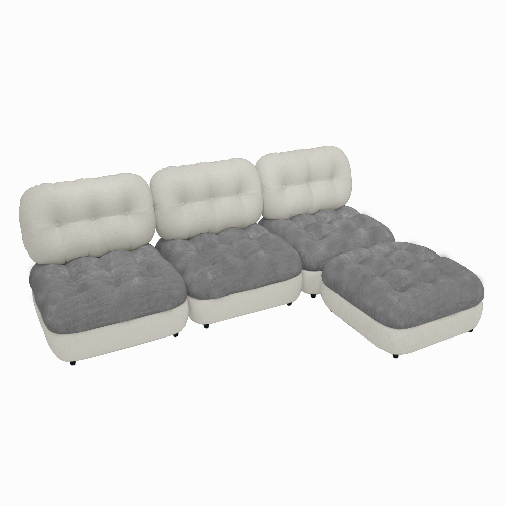 Marlow 3-Seater Modular Sofa with Ottoman - Modern Sectional Couch for Living Room, Lounge & Home Theater - Comfortable & Stylish Furniture for Small Spaces
