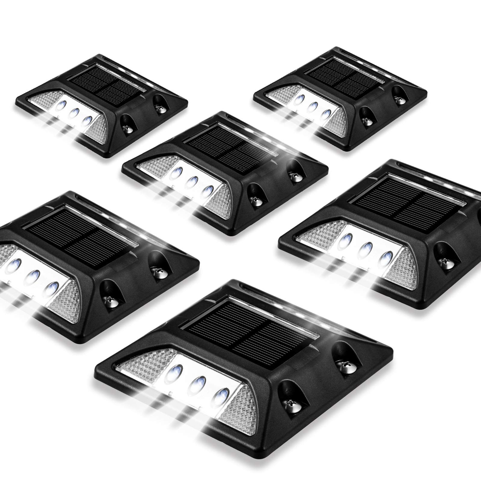 UNIFUN Solar Deck Lights - 6 Pack Waterproof Outdoor LED Pathway Lights for Driveway, Garden, Stair, Sidewalk, Yard | Solar Powered Landscape Lighting for Patio, Walkway, and Nighttime Safety