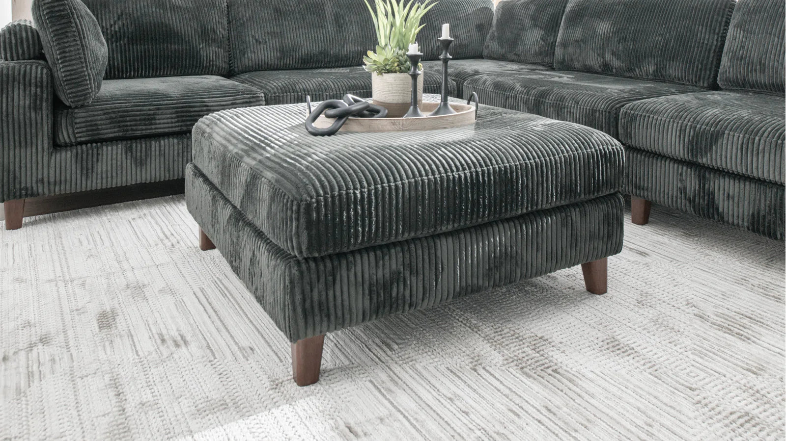 10ft Wide Modular Corduroy Sofa - Modern Plush Textured Sectional Couch for Living Room, Lounge & Family Room Comfort