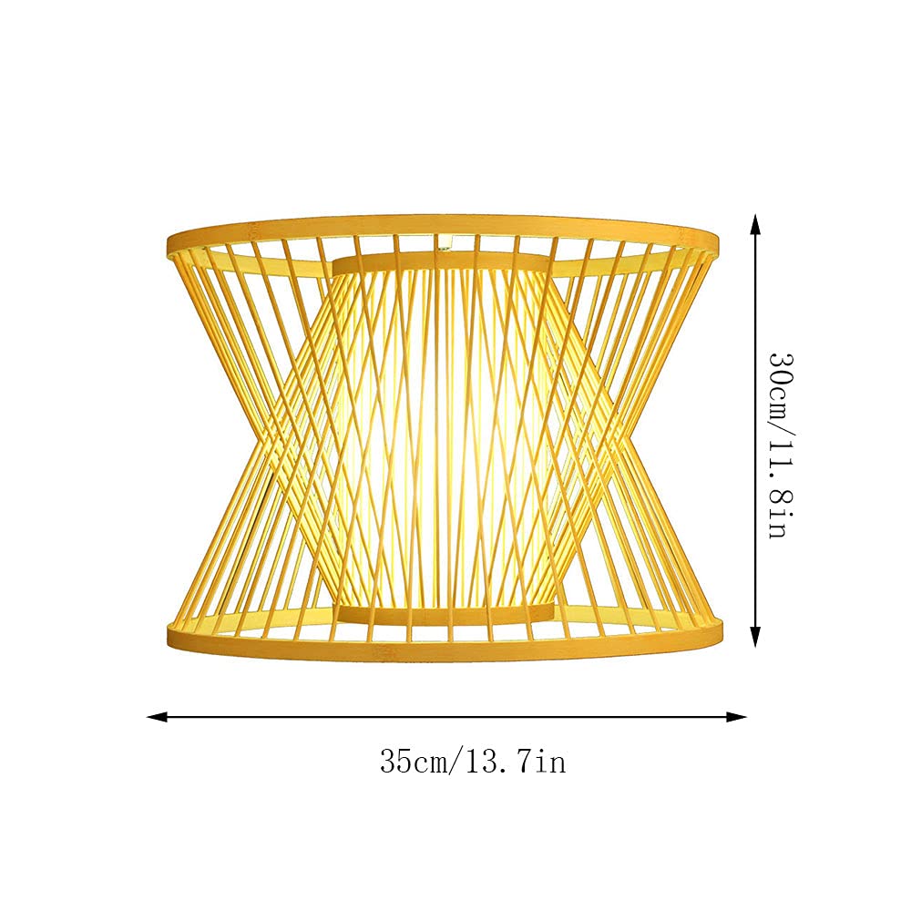 Modern Bamboo LED Pendant Light - Chinese Style Lantern Chandelier for Kitchen Island, Dining Room & Living Room | Semi-Recessed Ceiling Hanging Lamp | Perfect for Farmhouse, Restaurant & Home Decor | Energy-Efficient Lighting Solution