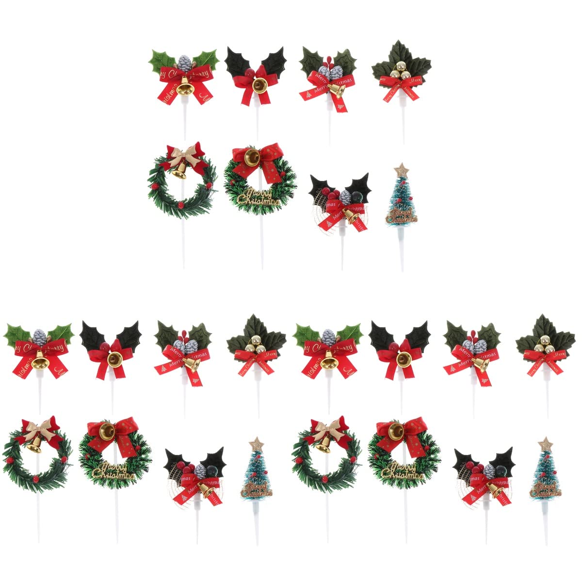 24 Pcs Christmas Cake Toppers - Xmas Themed Cupcake Decorations, Cake Picks for Holiday Parties, Birthday Celebrations & Festive Desserts (Mixed Designs) - Perfect for Christmas Baking, Holiday Dessert Displays & Party Decorations