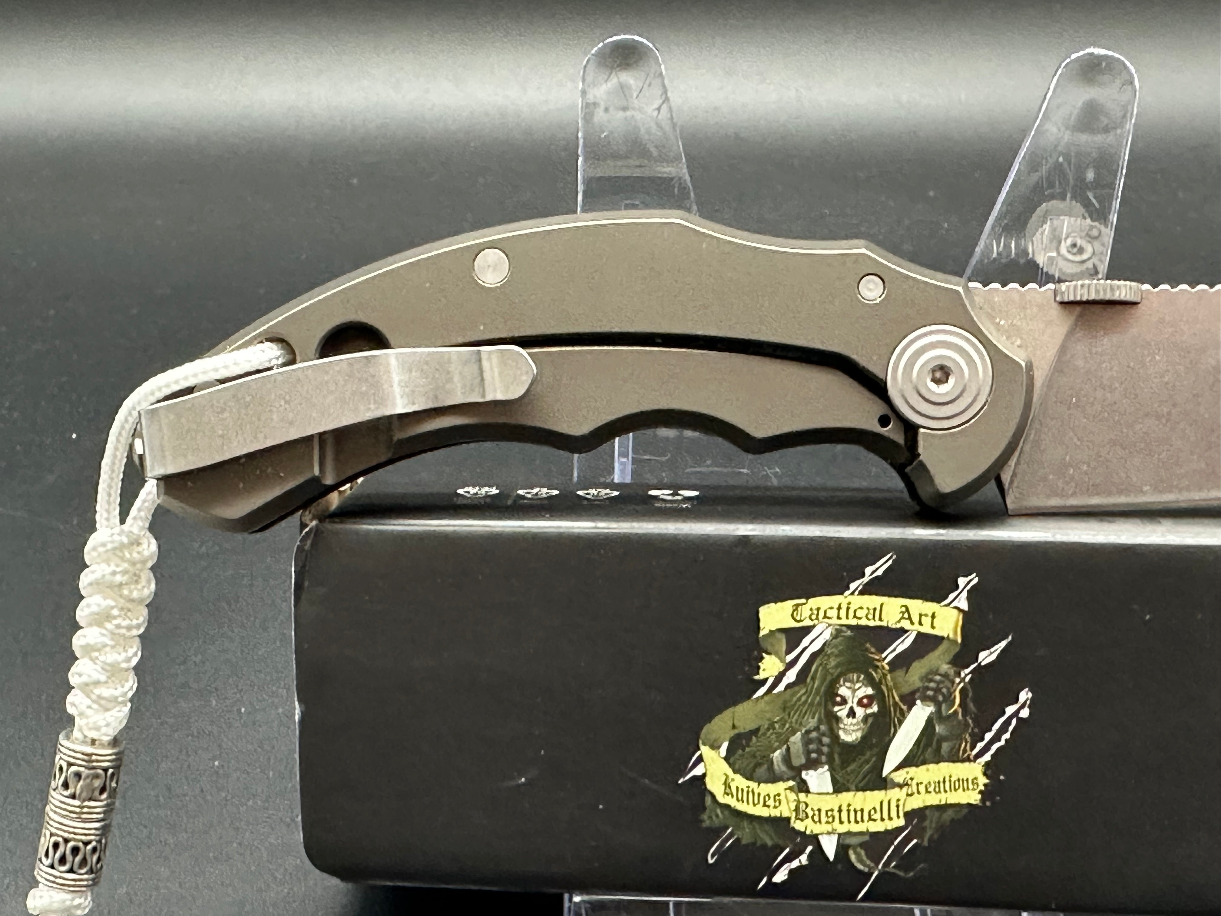 Bastinelli Creations D VIL Mini Dragotac Frame Lock Knife - Black G10 Handle, EDC Pocket Knife for Outdoor Camping, Hiking & Everyday Carry