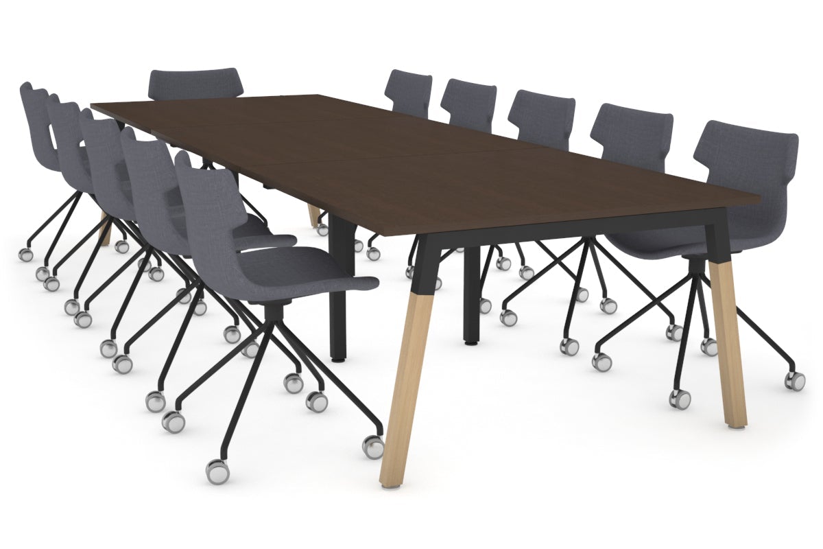Modern Boardroom Table with Quadro A Legs & Wood Cross Beam - 3600L x 1200W - Perfect for Executive Offices & Conference Rooms