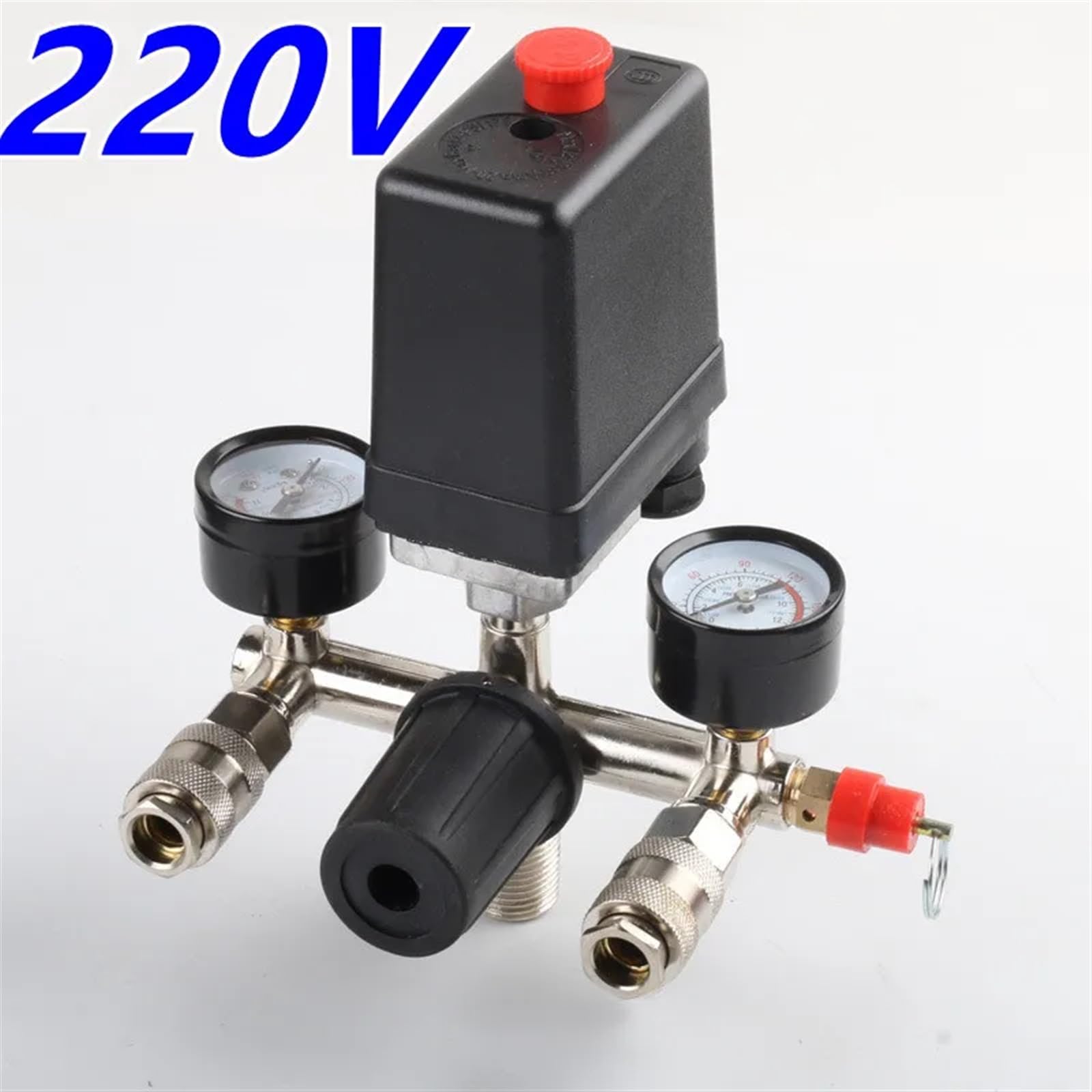 220V/380V 90-120 PSI Air Compressor Pump with Pressure Switch, Control Valve, Manifold, Relief Regulator & Gauge - Heavy Duty for Industrial & Home Garage Use (Color: 220V)