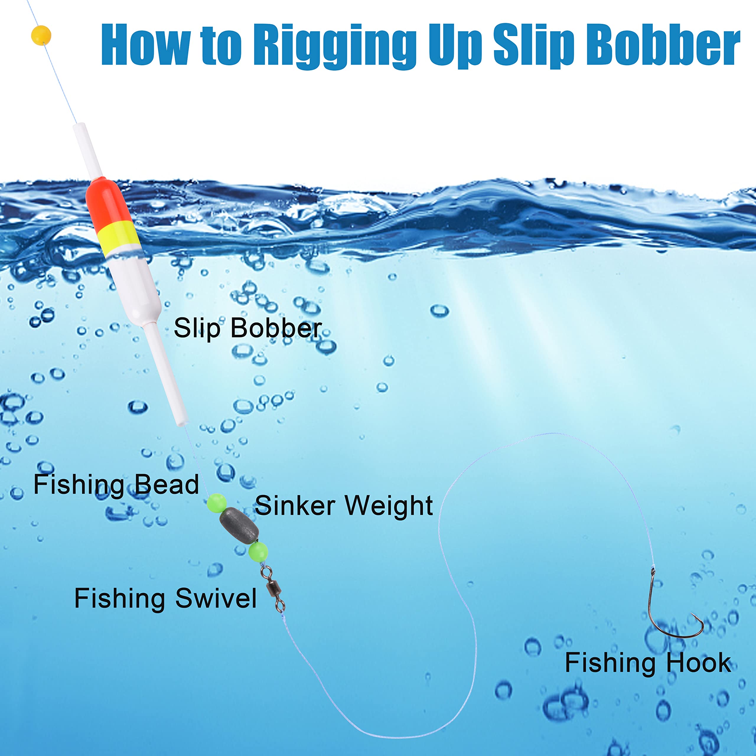 OROOTL Wood Slip Bobbers for Fishing - 10 Pack Balsa Floats & Spring Slip Bobbers for Crappie, Catfish, Panfish, Walleye | Durable Fishing Tackle Accessories for Freshwater & Saltwater Fishing