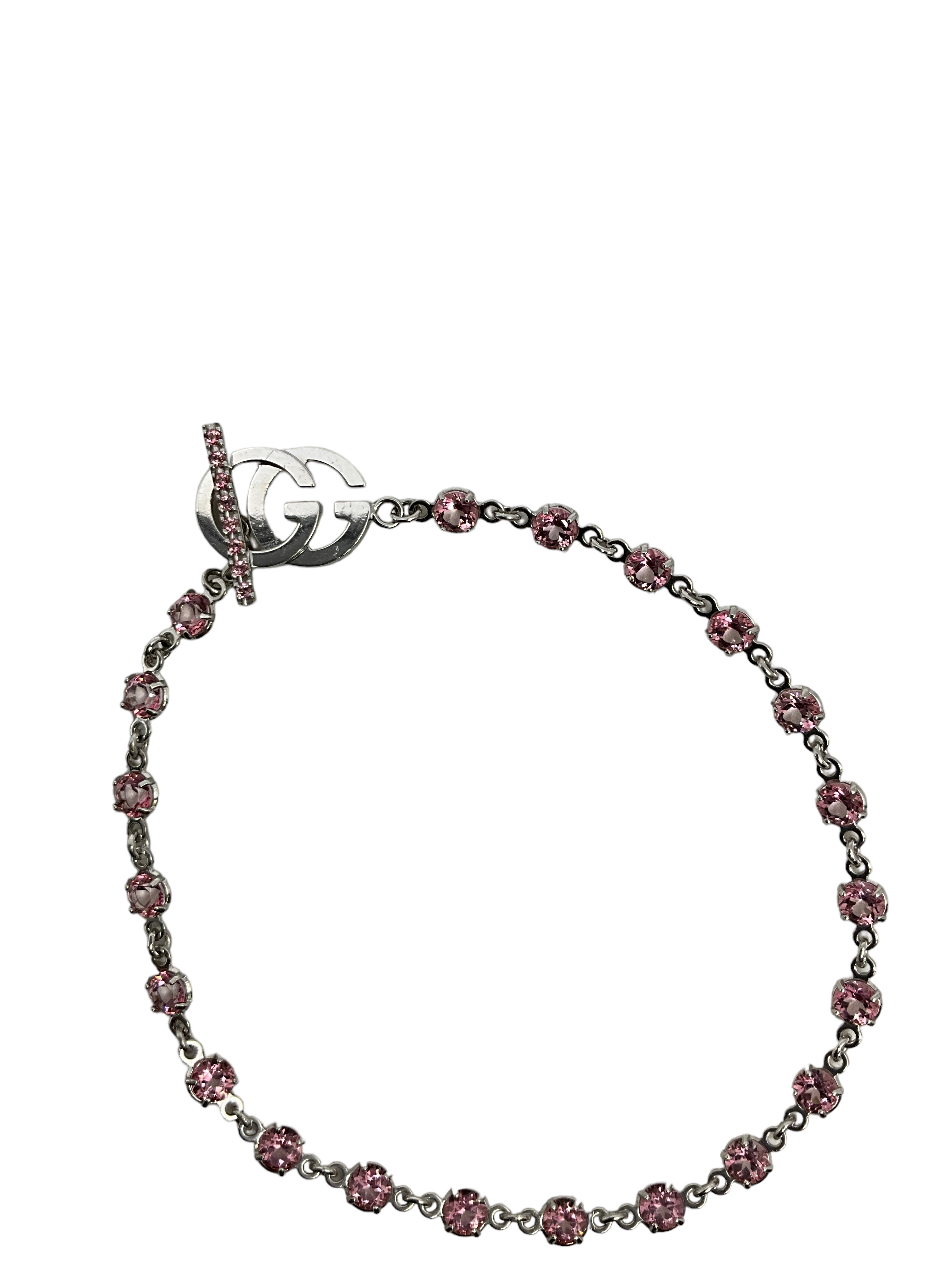 Gucci GG Running Pink Topaz Bracelet - 18K White Gold, 6.5 Inches - Elegant Jewelry for Women, Perfect for Parties, Weddings & Special Occasions