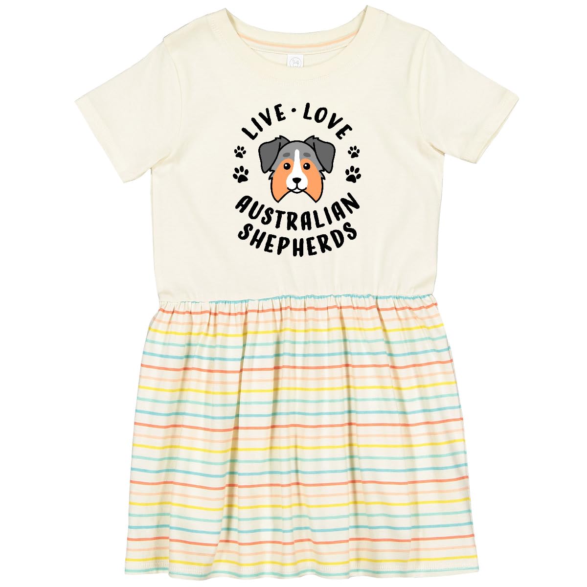 Inktastic Live Love Australian Shepherds Toddler Dress - Cute Dog Lover Outfit for Girls, Comfortable Cotton Casual Wear for Playdates & Family Photos