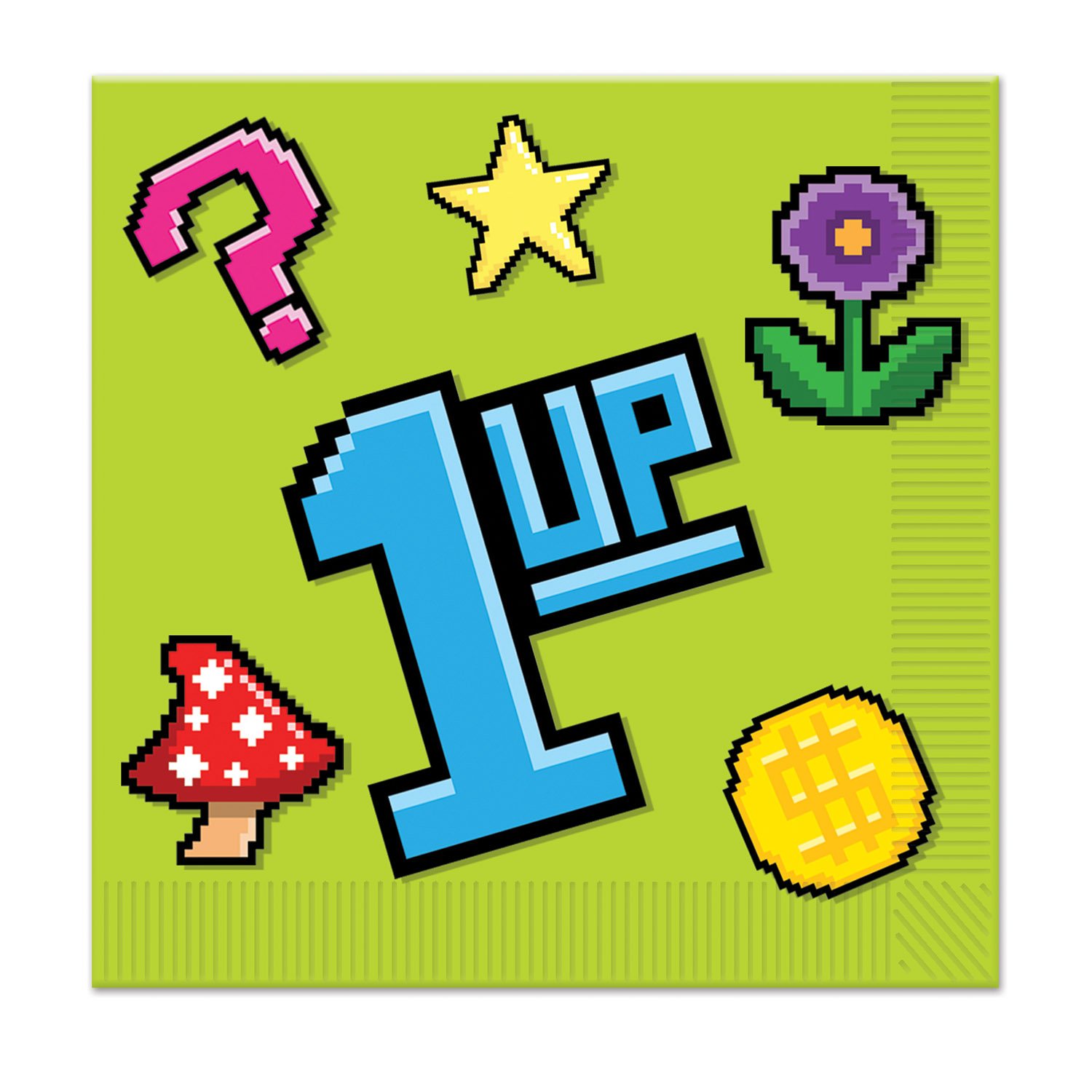 Beistle 8-Bit Video Game Themed Luncheon Napkins - Perfect for Retro Gaming Parties, Birthday Celebrations & Themed Events