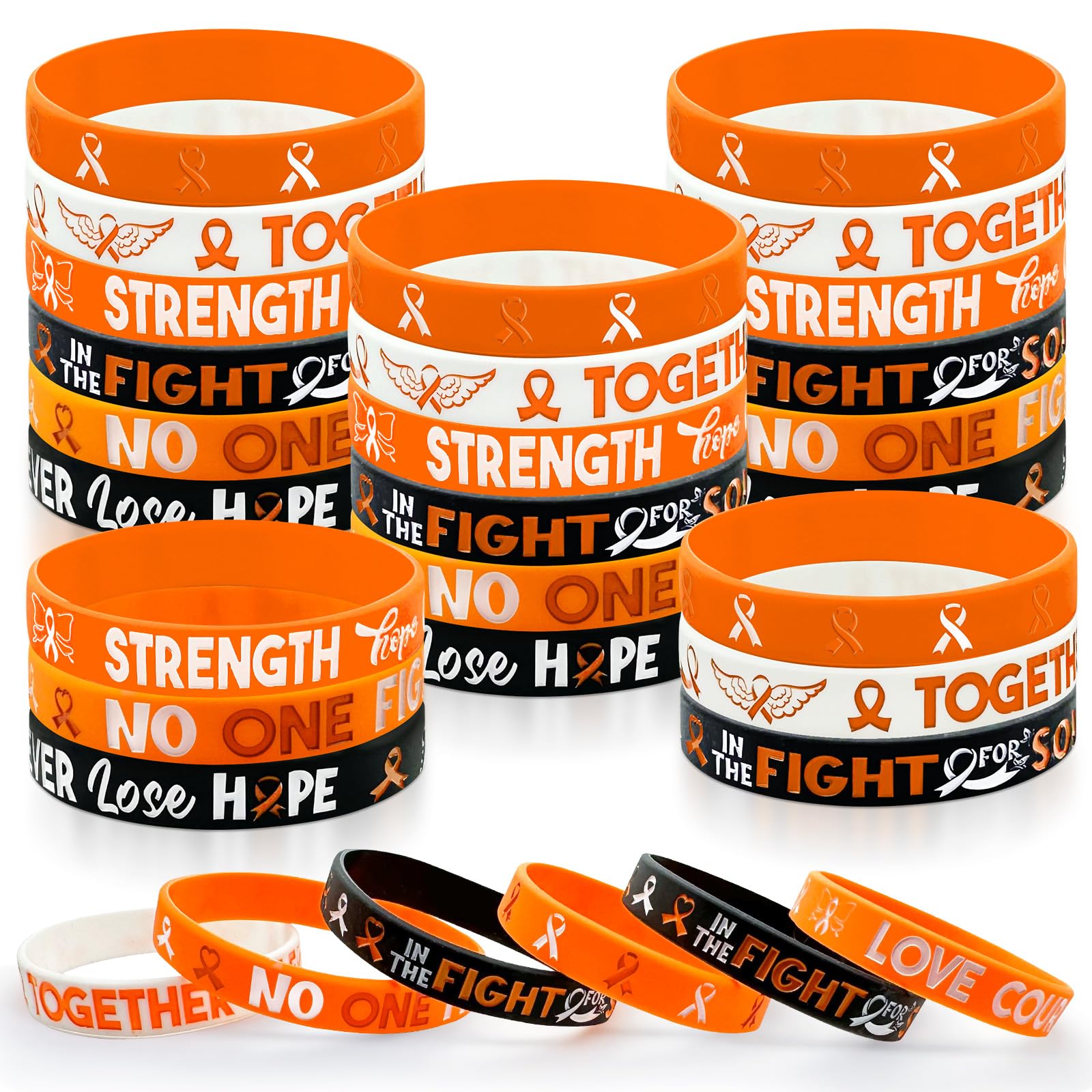 30 Pcs Orange Silicone Awareness Bracelets for Leukemia, Kidney Cancer & Lymphoma Support - Unisex Charity Wristbands for Social Events, Fundraisers & Cancer Awareness Campaigns - Show Your Support for Patients & Survivors