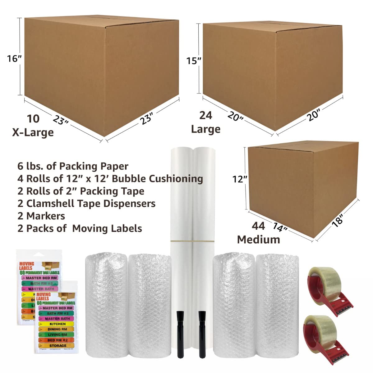 80-Piece 7-Room Moving Box Kit with $75 Worth of Packing Supplies - Perfect for Home Relocation, Office Moves & Storage Organization