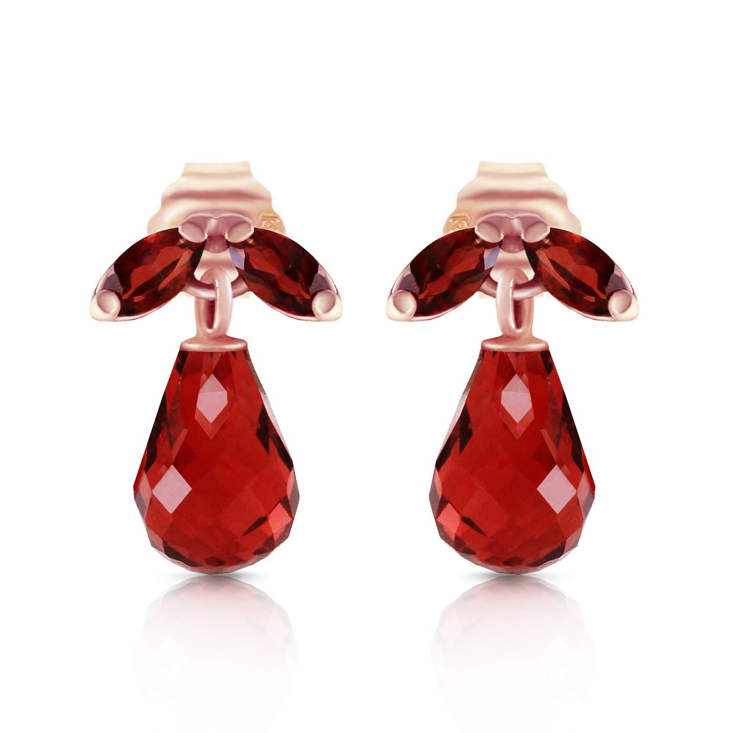 14K Rose Gold Garnet Stud Earrings for Women | GG Galaxy Gold Elegant Jewelry | Perfect for Weddings, Parties & Everyday Wear