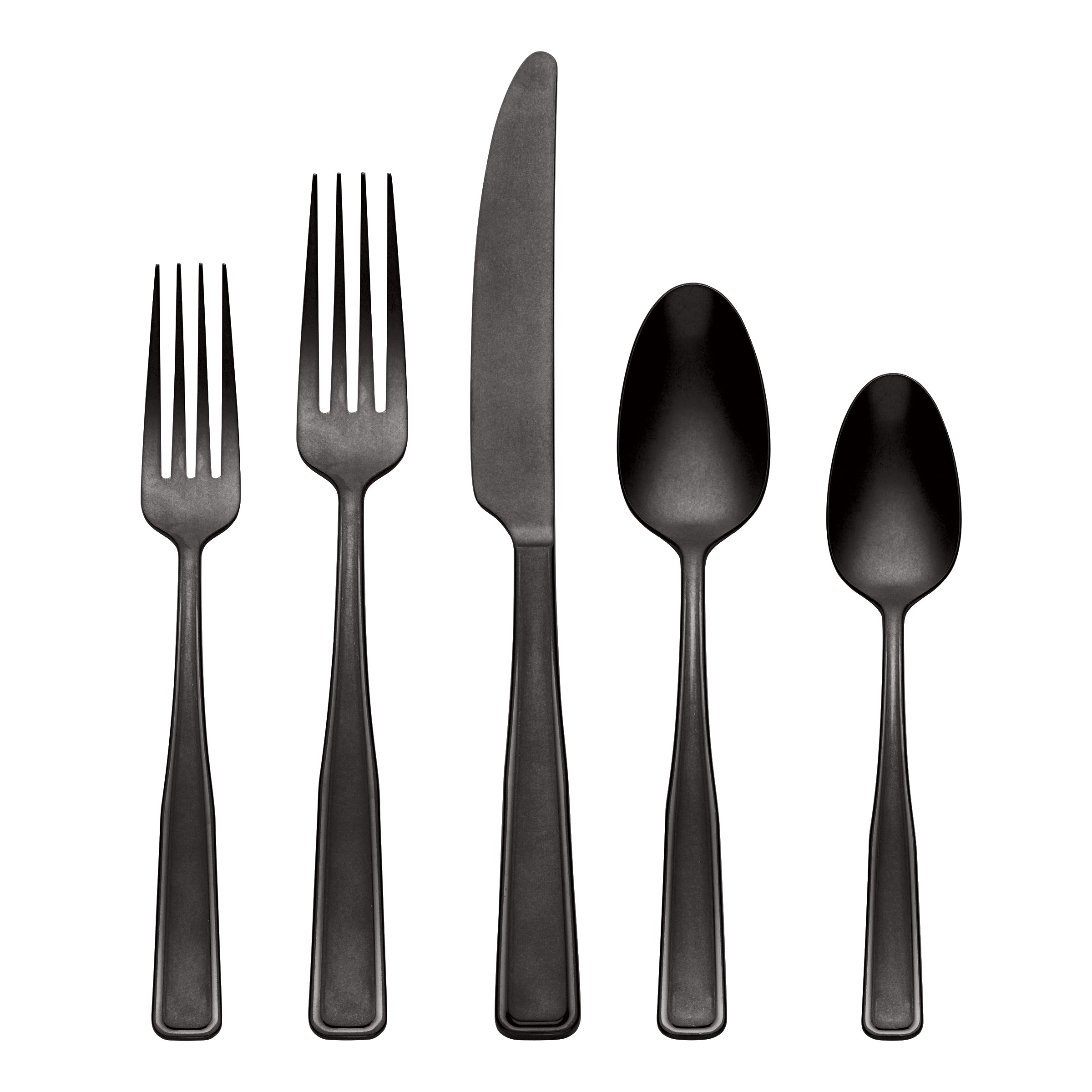 Reid Black Vintage 20-Piece Flatware Set - Stainless Steel Cutlery Set for 4 - Elegant Tableware for Dinner Parties, Weddings & Everyday Use
