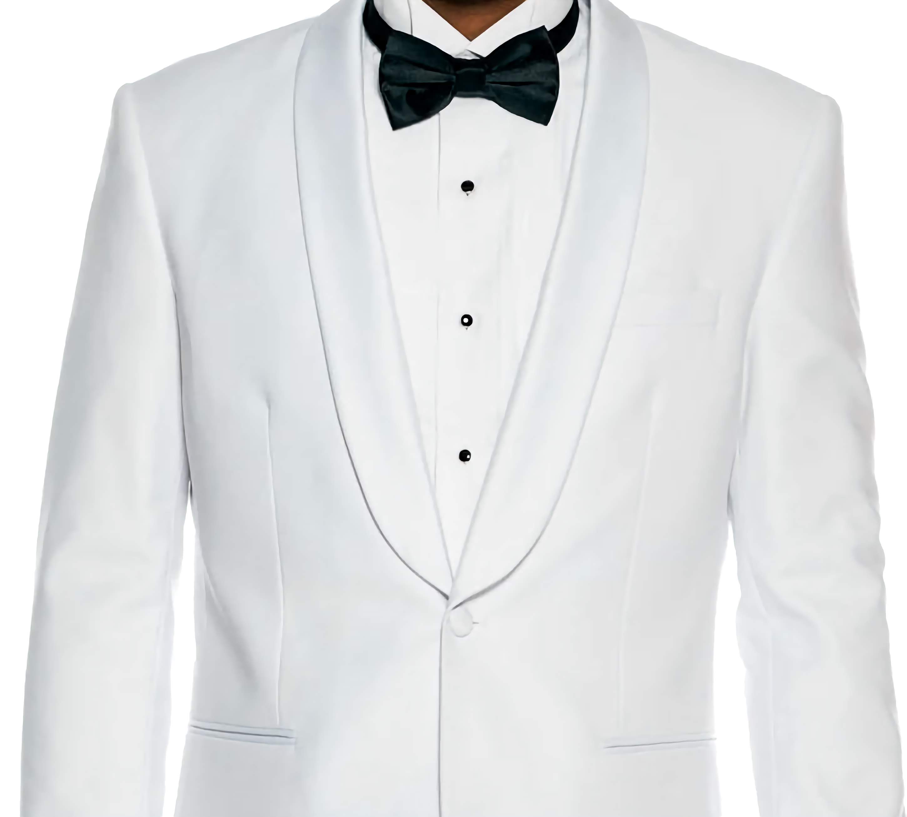 Elegant White Slim Fit 2-Piece Tuxedo Suit with Satin Shawl Lapel for Men - Perfect for Weddings, Prom, Black Tie Events & Formal Occasions