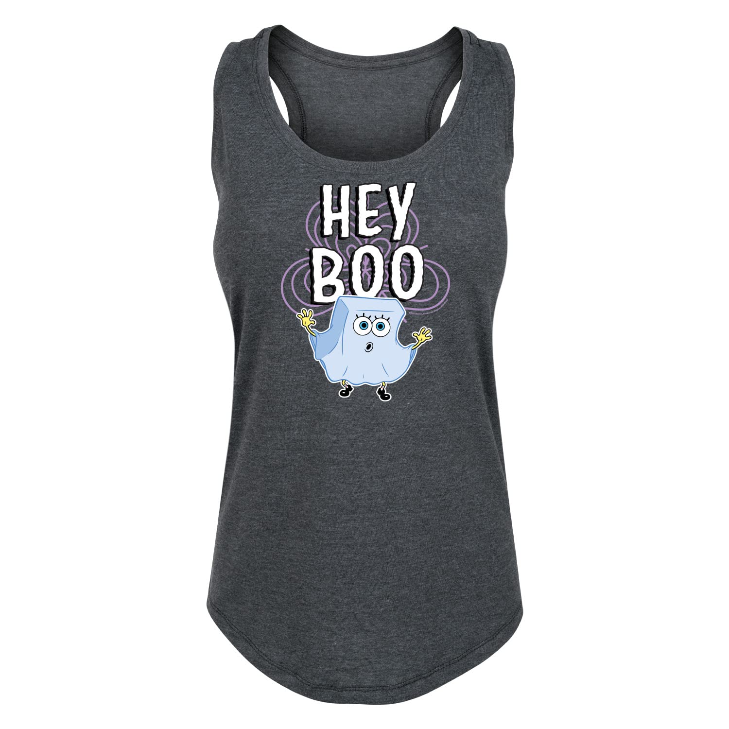 HYBRID APPAREL Spongebob Squarepants Hey Boo Women's Racerback Tank Top - Soft Cotton Summer Casual Wear for Beach, Gym & Everyday Outfits