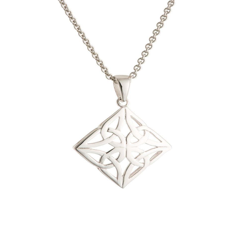 Galway Celtic Knot Sterling Silver Pendant Necklace - Elegant Irish Jewelry for Women, Gift for Her, St. Patrick's Day & Special Occasions