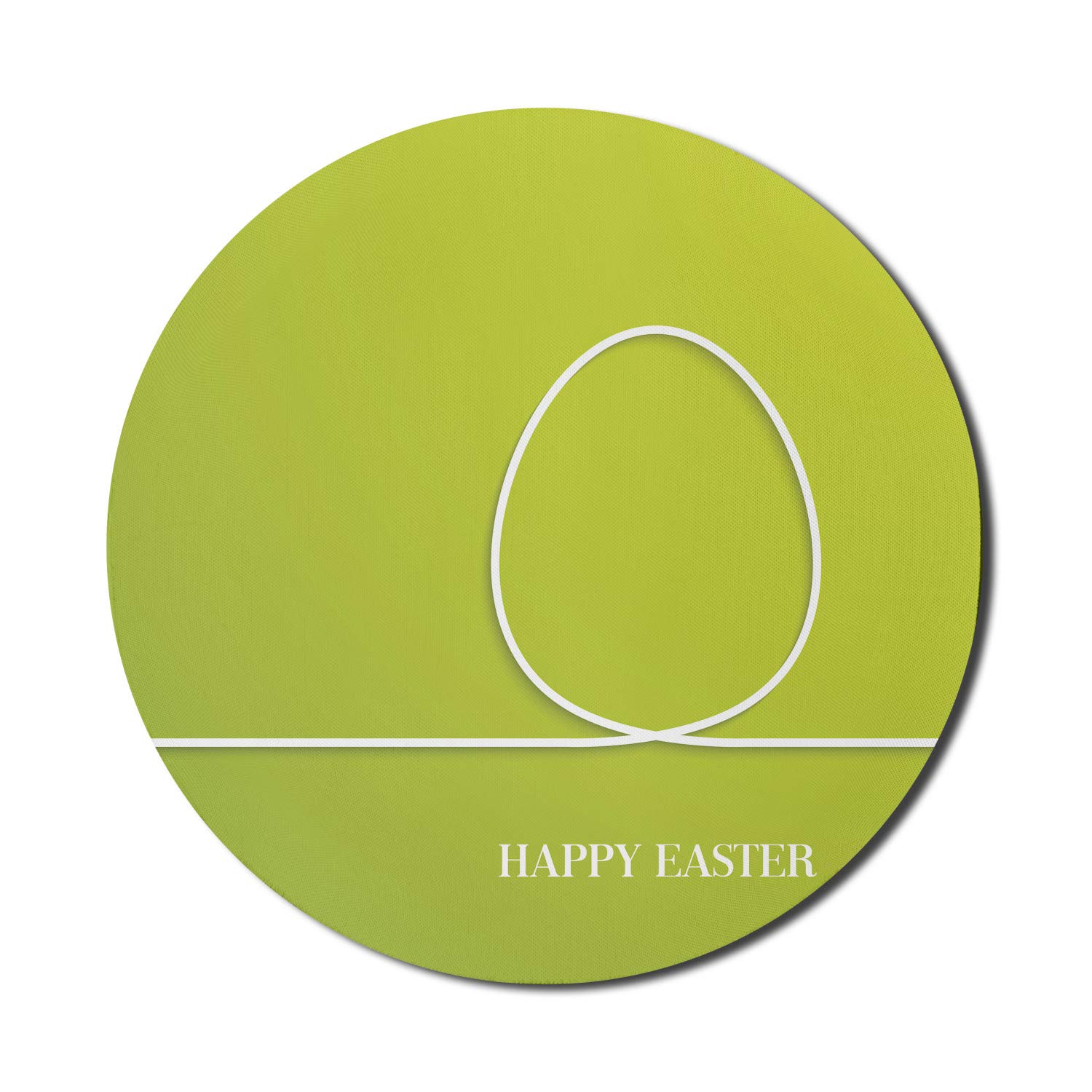 Ambesonne Easter Mouse Pad - Minimalist Egg Design on Green Spring Theme, Non-Slip Thick Rubber Gaming Mousepad, 8 Inch Round (Yellow Green White) - Perfect for Computer Work, Gaming & Easter Decor