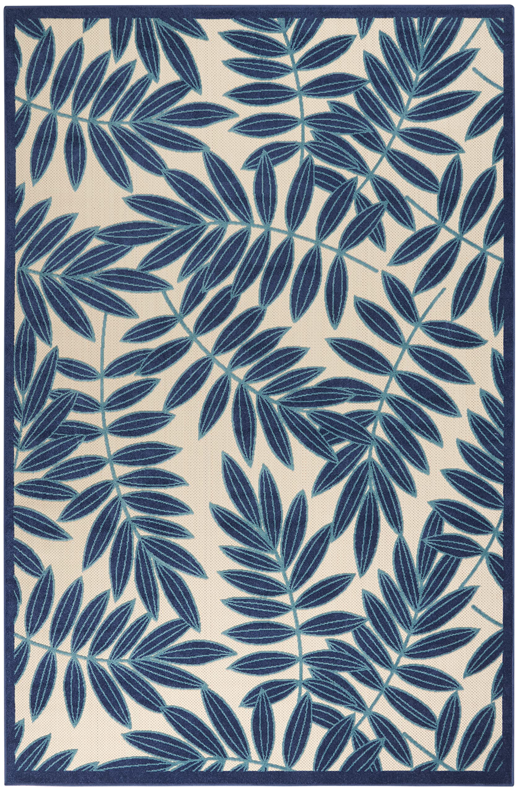 Nourison Aloha Indoor/Outdoor Navy Blue 7' x 10' Area Rug - Easy to Clean, Non-Shedding, Stain Resistant | Perfect for Bedroom, Living Room, Dining Room, Backyard, Deck & Patio (7x10) - Ideal for Coastal Decor, Poolside Lounging & Outdoor Entertaining