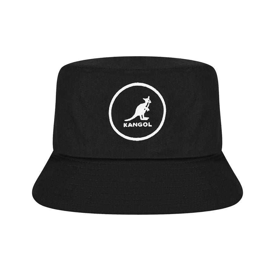 KANGOL Cotton Bucket Hat for Men & Women - Classic Black Sun Hat for Outdoor, Beach, and Travel - UV Protection & Breathable Fabric