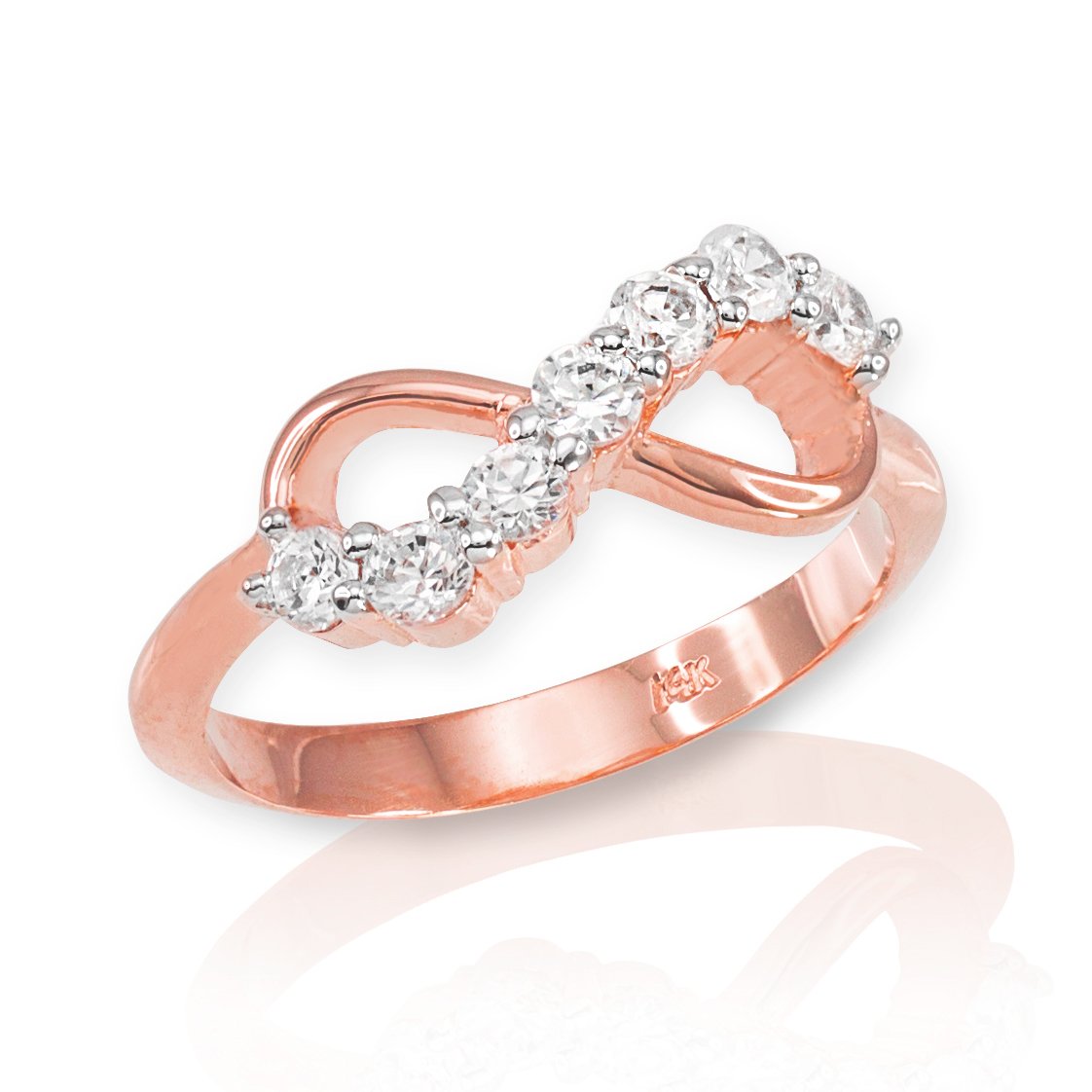 10k Rose Gold Halfway CZ Infinity Ring - Dainty & Elegant Stackable Ring for Women, Perfect for Everyday Wear, Anniversary Gifts & Special Occasions