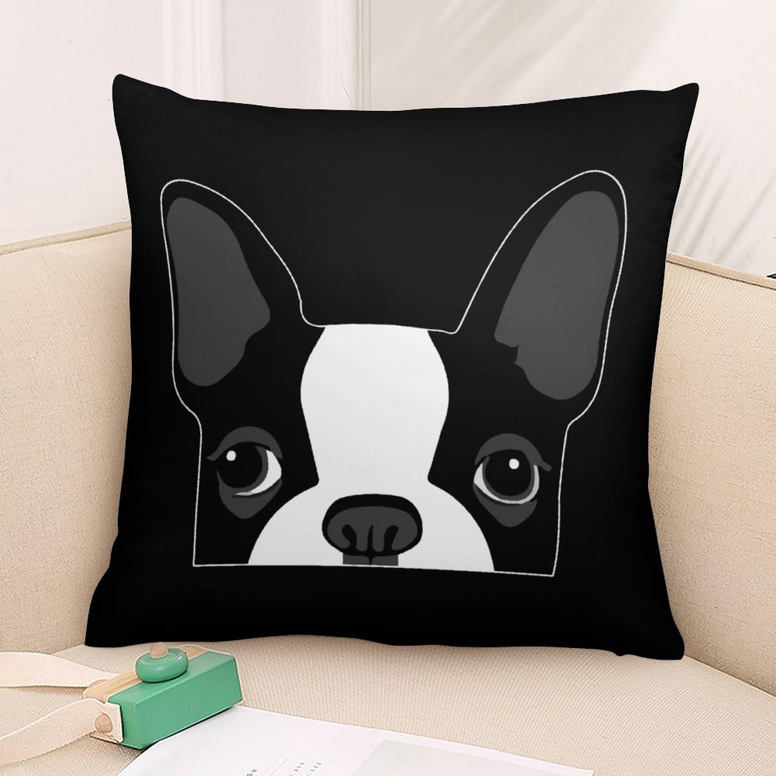 French Bulldog Head Polyester Pillow Cases - Soft & Smooth Cushion Covers for Sofa, Bed, Living Room Decor (32x32 Inches, 1 Piece) - Perfect for Home Decor, Gifts, and Pet Lovers