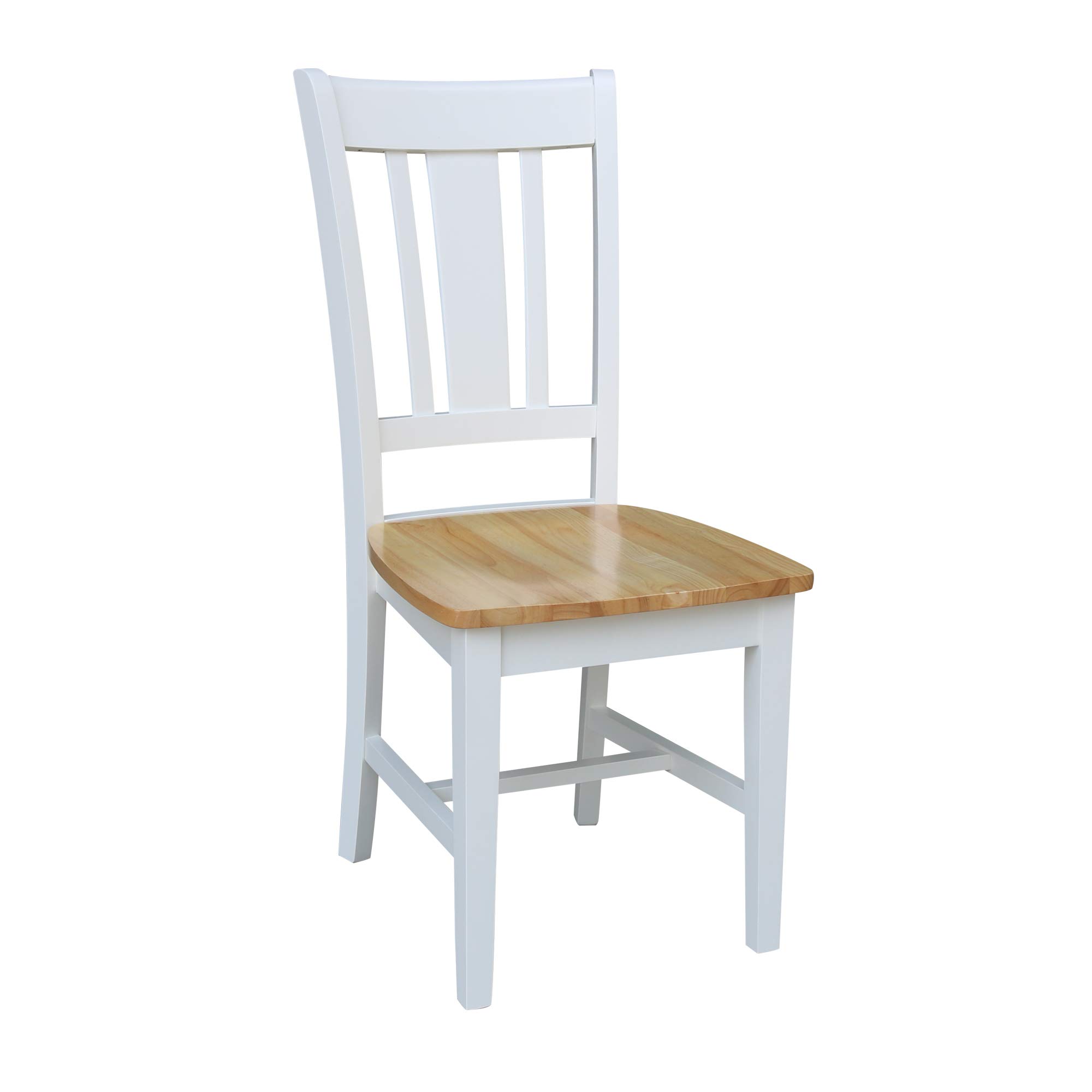 IC International Concepts Solid Wood San Remo Splatback Dining Chairs, Set of 2 - White/Natural Finish for Kitchen, Dining Room, or Breakfast Nook