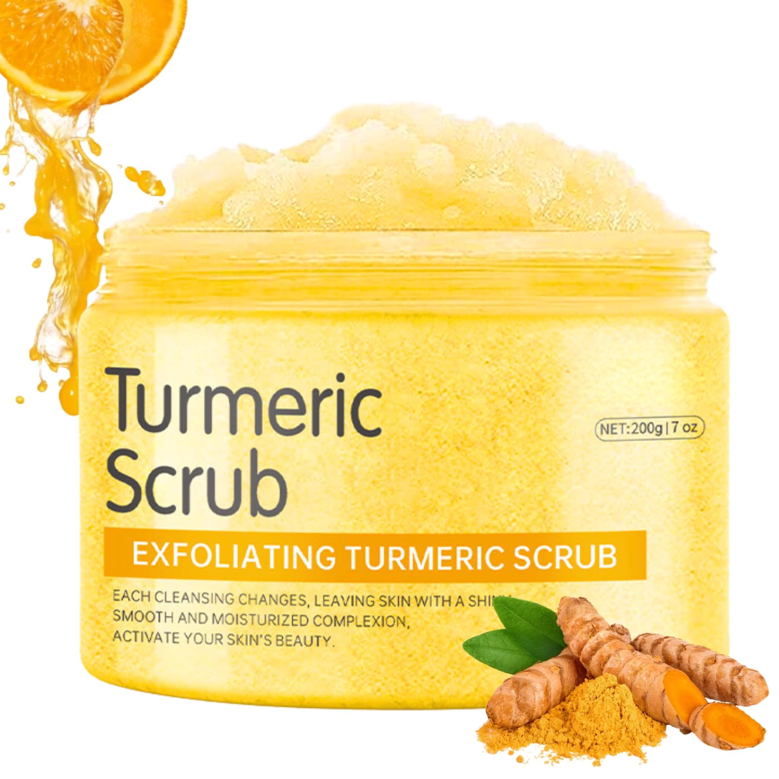200g Turmeric Body & Face Scrub - Exfoliating & Moisturizing for Bikini, Neck, Back Acne - Spa Care