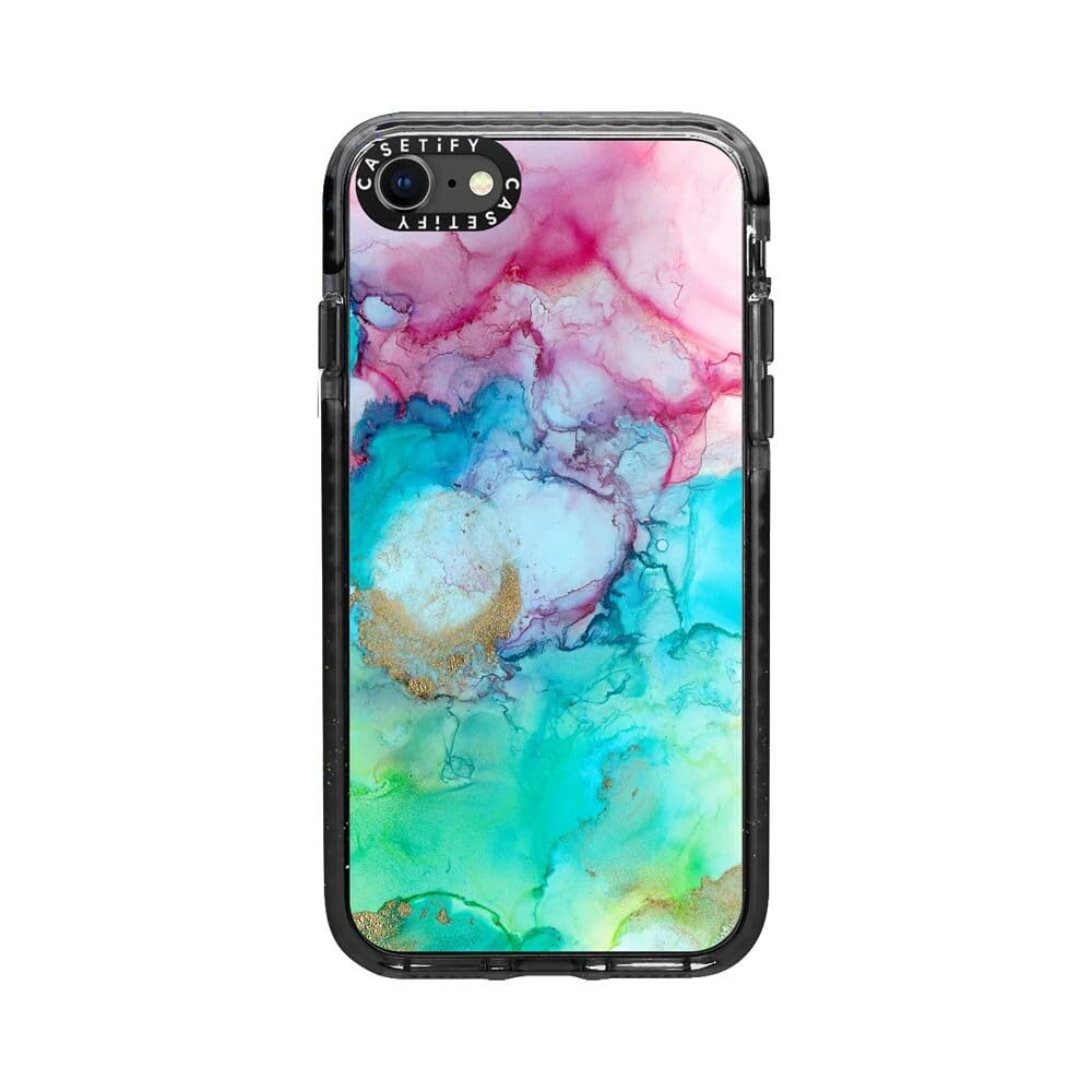 CASETiFY Impact Case for iPhone SE (2020/2022) & iPhone 7/8 - Mermaid Water Design - Clear Black Protective Phone Cover - Perfect for Everyday Use, Travel & Outdoor Activities