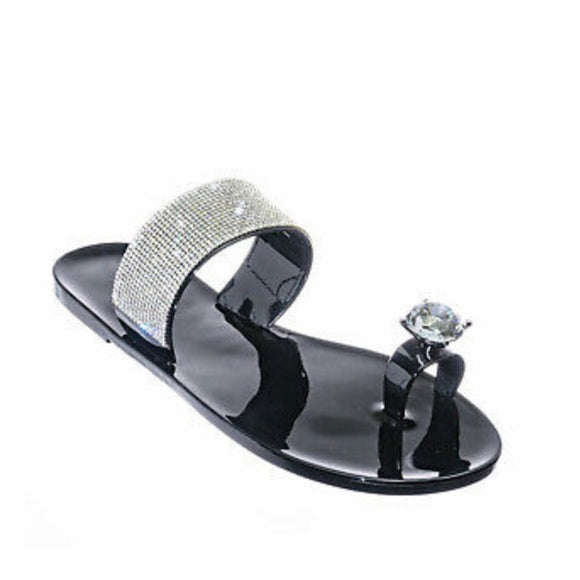 Joselyn Diamond Single Toe Sandals for Women - Elegant Rhinestone Summer Flip Flops - Comfortable Beach Wedding Party Shoes for Outdoor Occasions