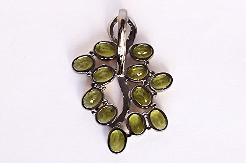 Peridot Gemstone 925 Sterling Silver Pendant with Black Rhodium & Rose Gold Plating - Handmade Jewelry for Women, Birthday Gift, Anniversary Present | Perfect for Everyday Wear, Special Occasions & Gift Giving