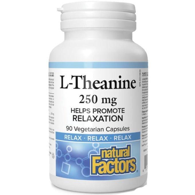 Natural Factors L-Theanine 250mg - 90 Vegetarian Capsules for Stress Relief, Focus & Relaxation - Perfect for Anxiety, Meditation & Better Sleep
