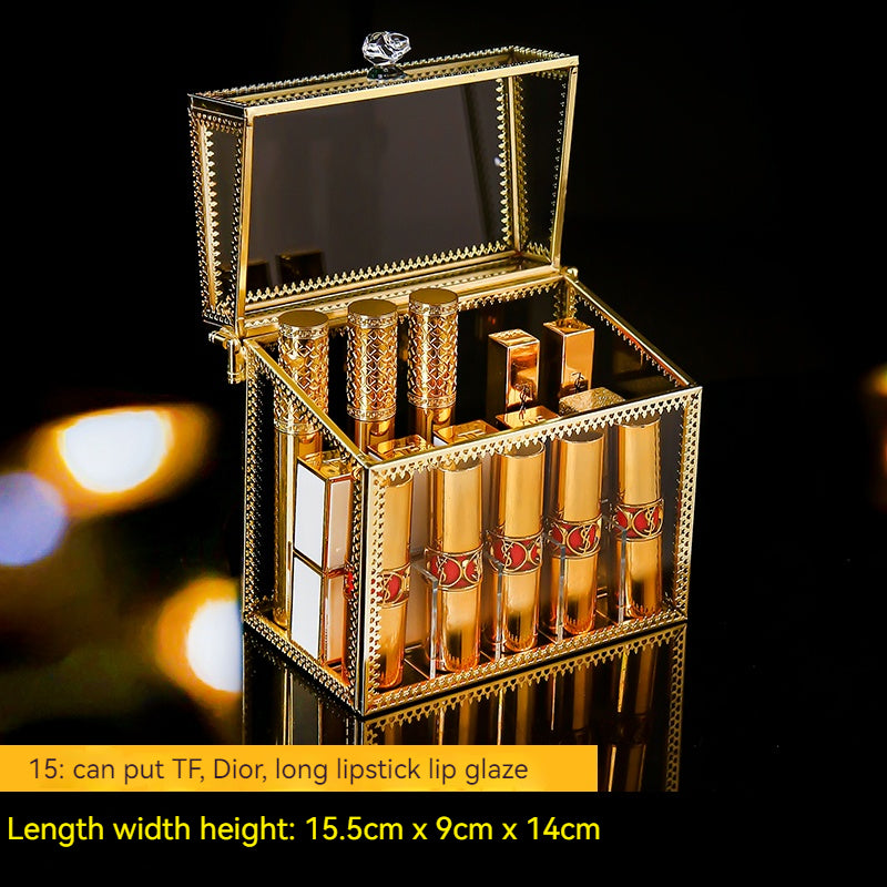 Luxury Lipstick Storage Box with Cover - Small Elegant Lip Gloss Organizer for Makeup Vanity, Travel & Home Decor (624582009853)