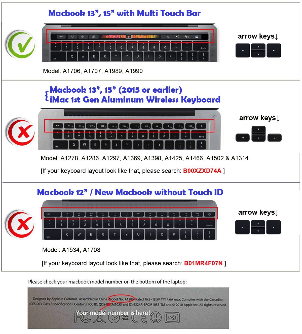 XSKN Shortcut Keyboard Cover for MacBook Pro 13