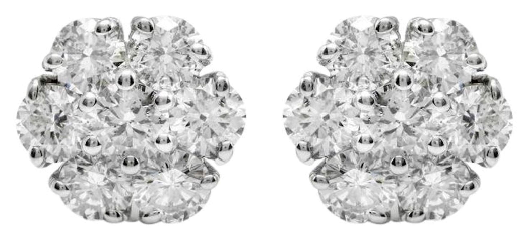 2.55 Carats Natural Diamond 14K Solid White Gold Stud Earrings for Women - Elegant Everyday & Special Occasion Jewelry Gift