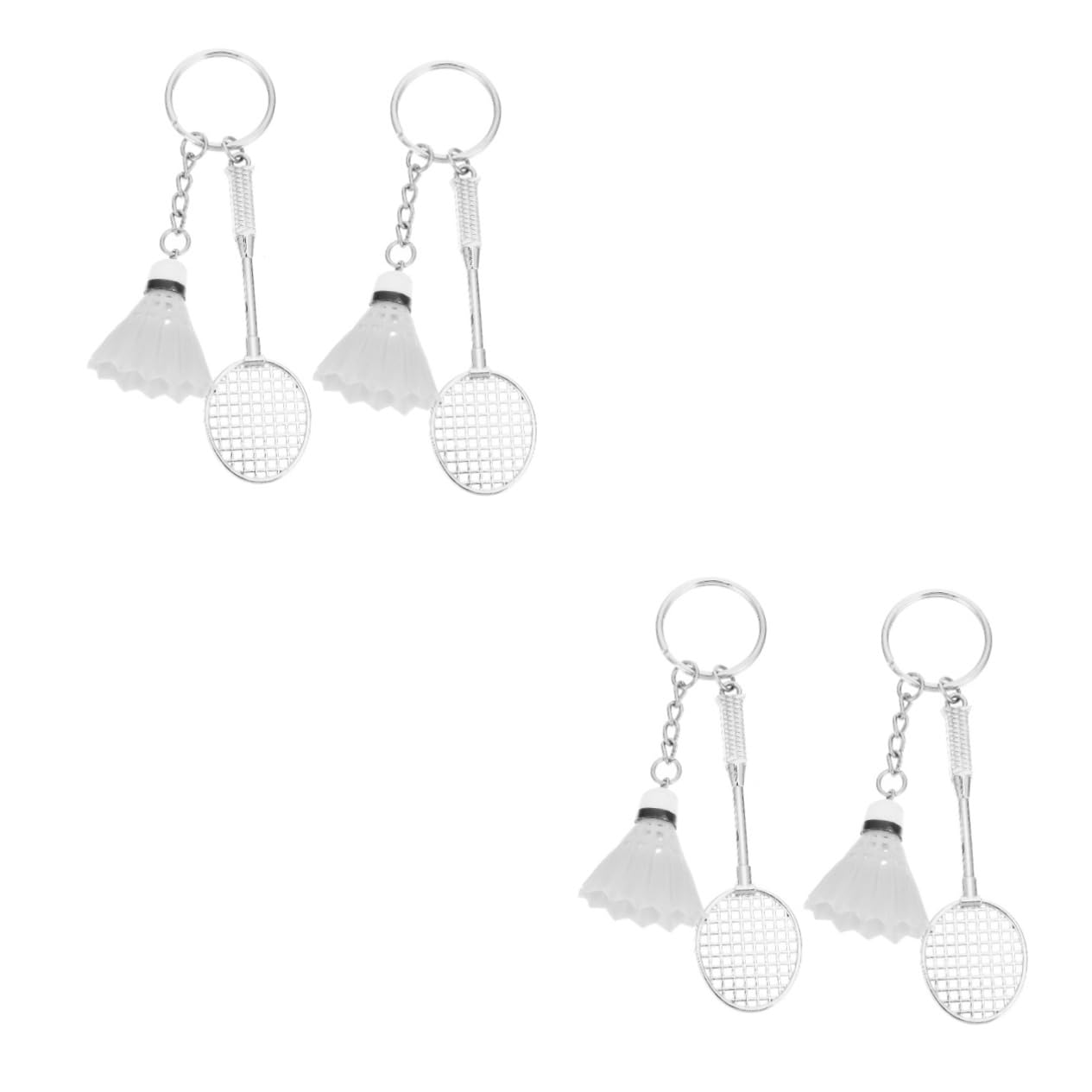 WOONEKY 2-Pack Badminton Keychain Set - Sports Style Mini Racket Pendant, Durable Iron Key Ring for Purse, Backpack, Wallet & Keys | Perfect Gift for Badminton Lovers & Sports Enthusiasts