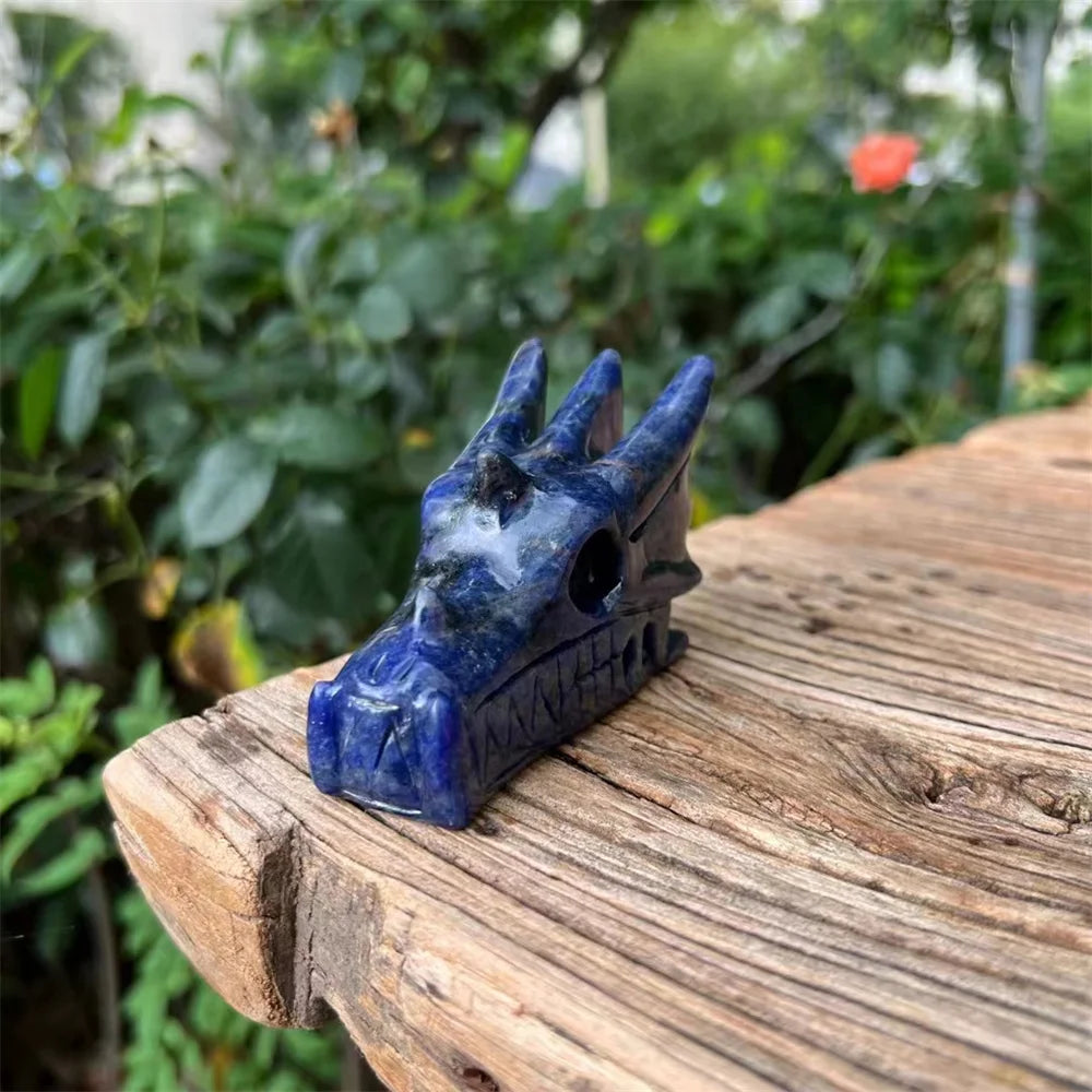Hand Carved Natural Blue Aventurine Quartz Dragon Skull - Feng Shui Healing Crystal, Reiki Meditation Stone, Unique Spiritual Gift for Home & Office Decor (Perfect for Meditation Spaces & Energy Healing)