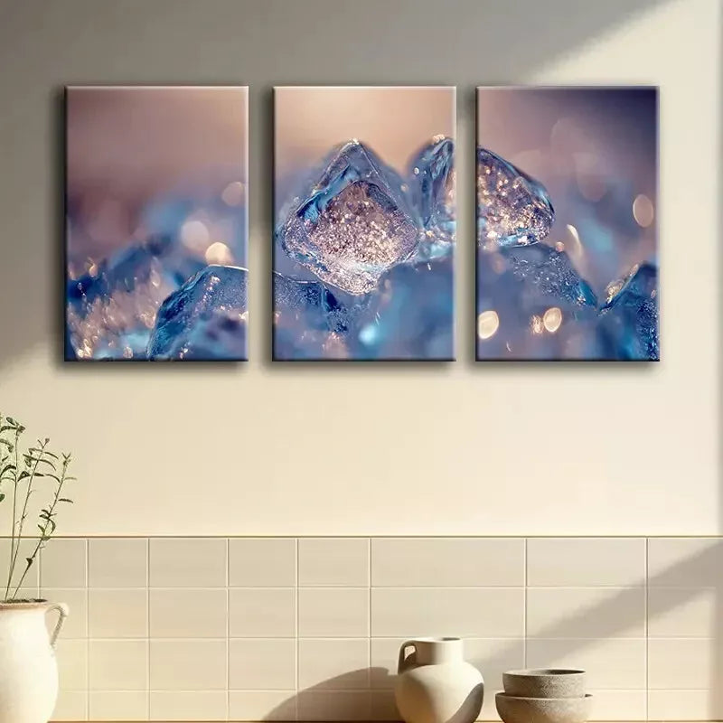 3-Piece Ice Cubes Canvas Wall Art Set - 40x60cm Framed High-Quality Print - 100% Australian Made - Ready to Hang - Perfect for Living Room, Bedroom & Office Decor