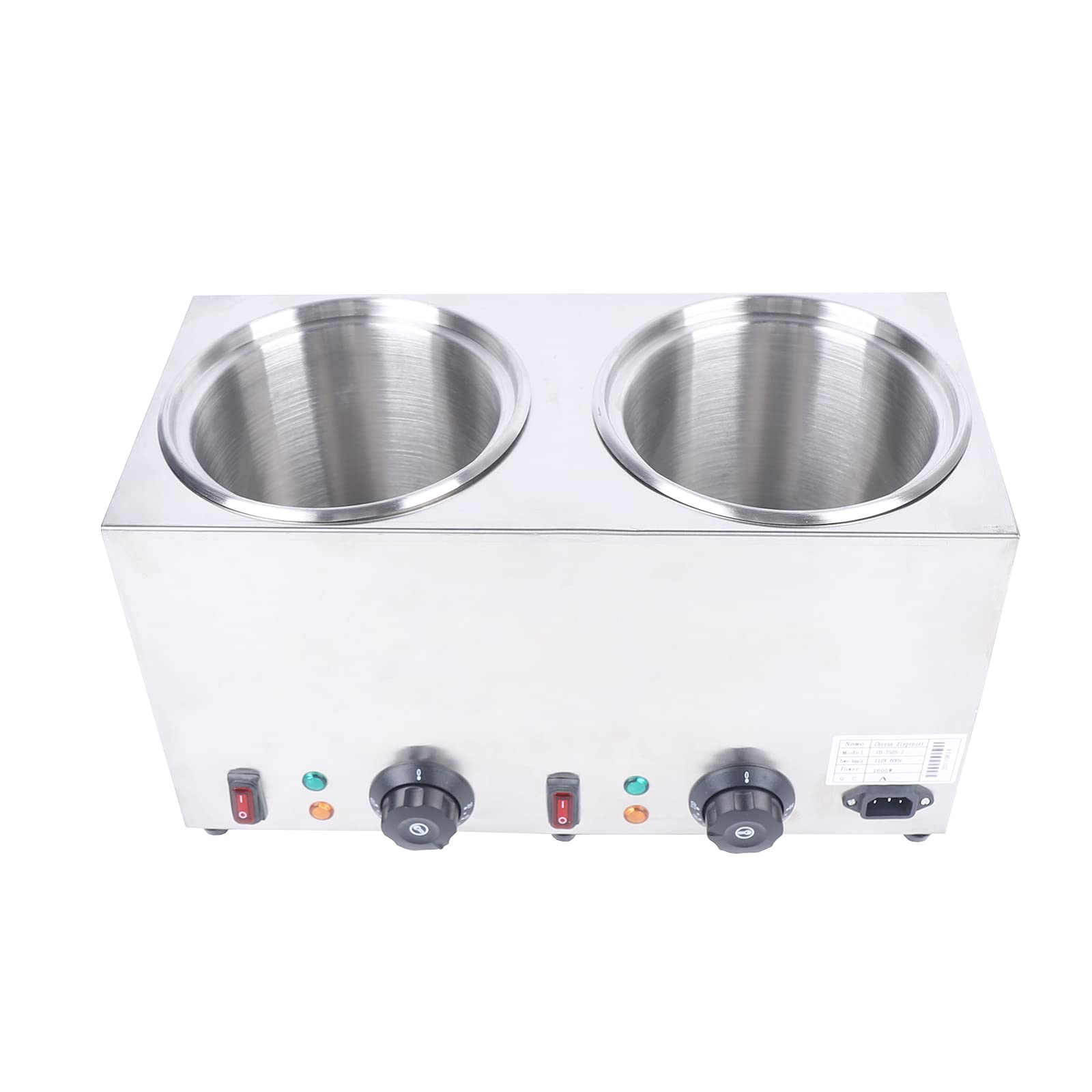 1600W Commercial Nacho Cheese Dispenser with 2 Pumps & 2L Tanks - Stainless Steel Hot Cheese Warmer for Nachos, Hot Fudge, Caramel - Perfect for Movie Theaters, Restaurants, and Food Trucks