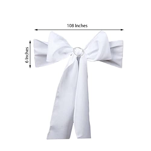 10 White Polyester Chair Sashes with Bows - Elegant Wedding, Party & Ceremony Decorations | Affordable Bulk Supplies for Reception & Banquet Decor