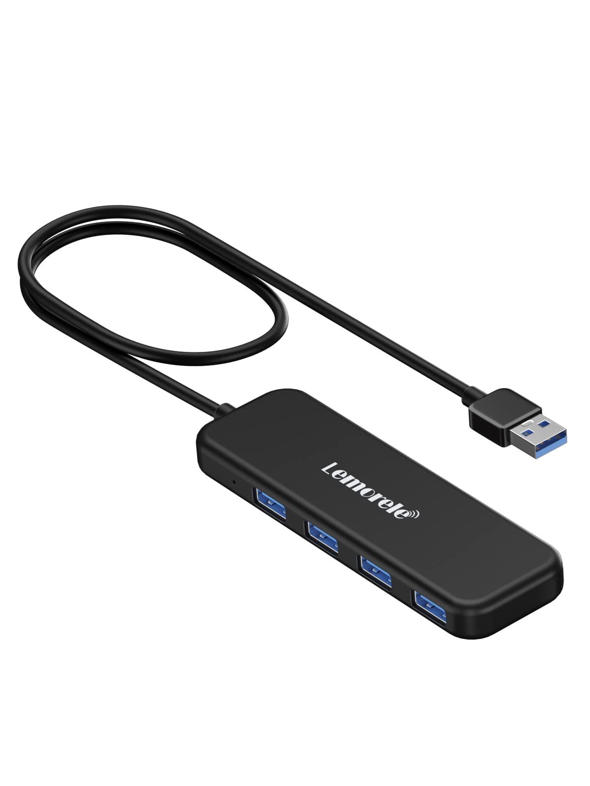 Lomorele 4-Port USB 3.0 Hub Ultra Slim Portable Data Hub - High-Speed USB Splitter for Laptop, PC, MacBook - Perfect for Home Office, Gaming & Multi-Device Charging Station