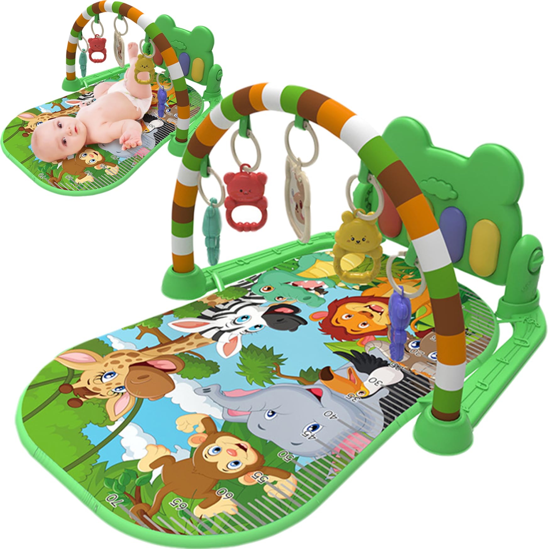**Baby Play Mat with Music & Lights - Sensory Crawling Activity Gym for Infants 0-36 Months | Detachable Piano Kick Pad, Educational Playmat for Tummy Time & Early Development | Perfect for Nursery, Daycare & Playroom**