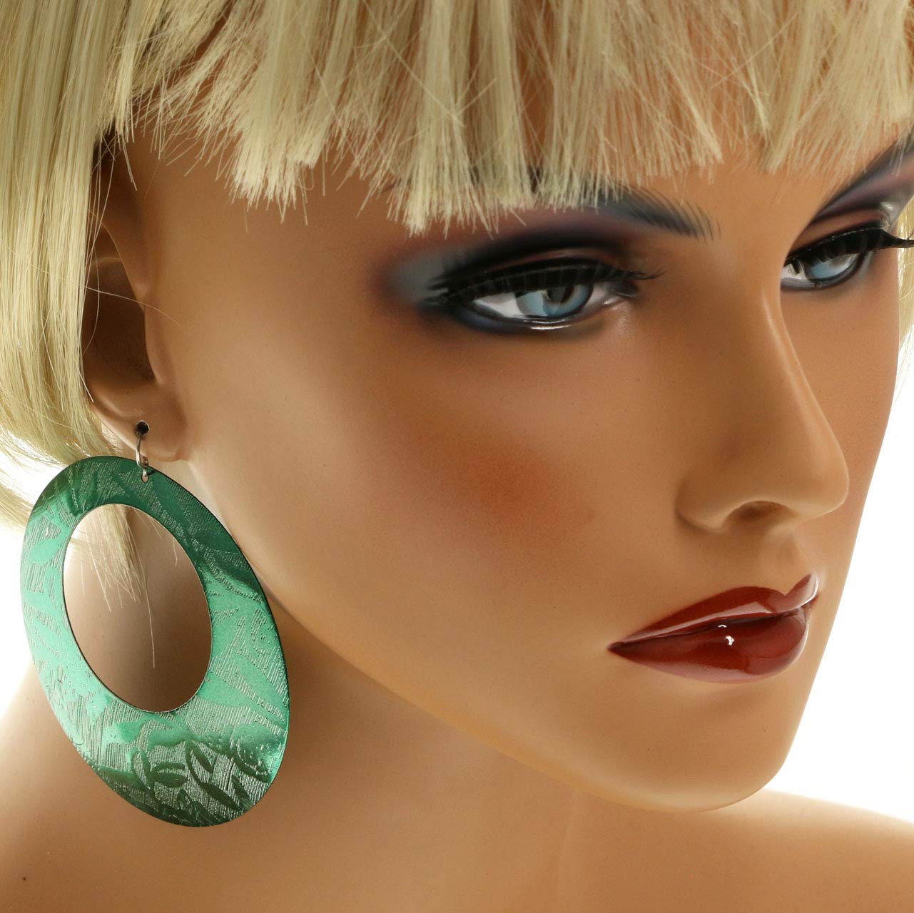 Mi Amore Rose Dangle Earrings for Women - Silver Tone Green Leaf Design Fashion Jewelry - Perfect for Date Night, Wedding & Special Occasions