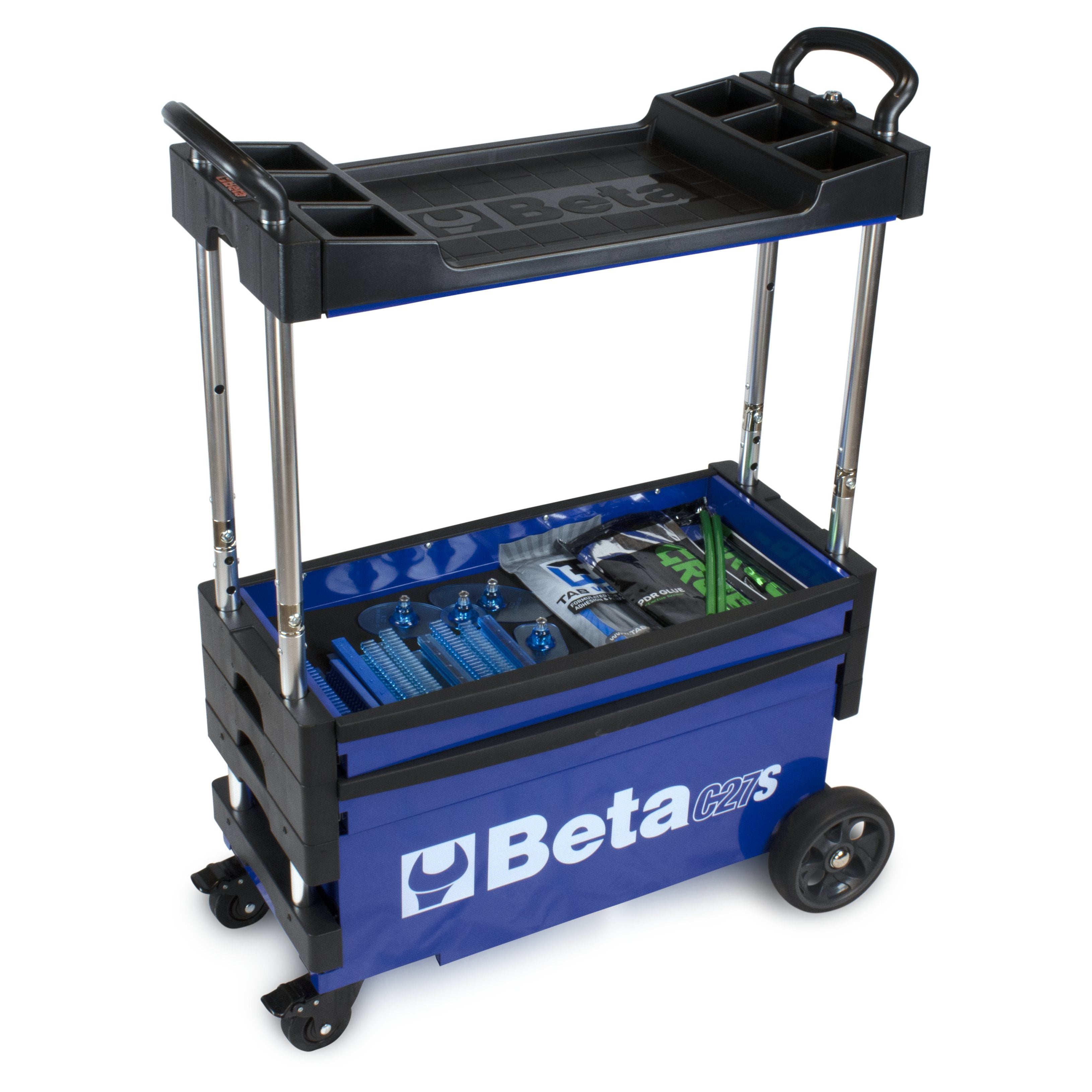 Beta Blue Collapsible Portable Tool Cart - Heavy Duty Folding Utility Cart for Workshop, Garage & Job Site - Ideal for Tools, Equipment & DIY Projects