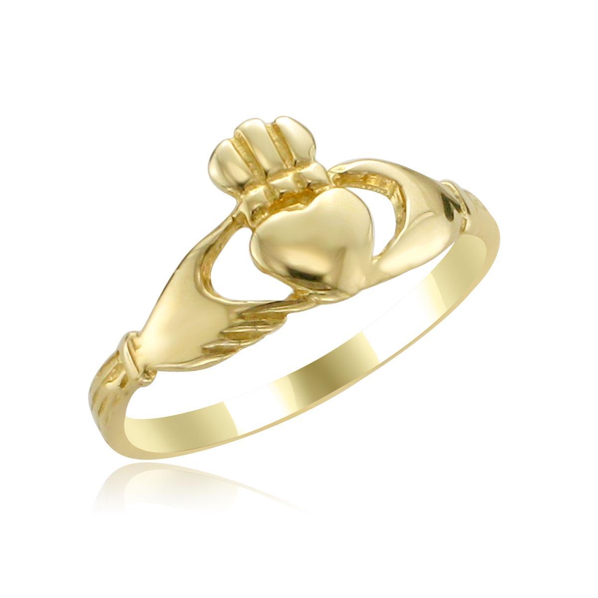 14KT Gold Baby Claddagh Ring - Irish Celtic Love Friendship Loyalty Symbol - Perfect for Christening, First Communion & Special Occasions