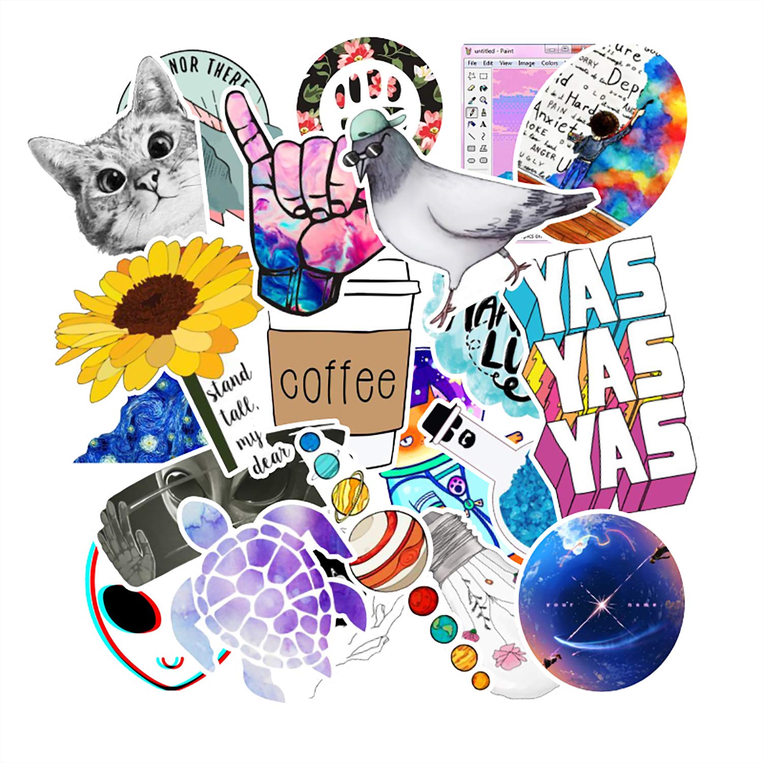 Waterproof Vinyl Stickers for Water Bottles, Laptops, Guitars, Luggage & Bikes - Trendy Cute Decal Packs for Teens, Kids, Girls & Boys (103P, Blue) - Perfect for School, Travel & Personalizing Your Belongings