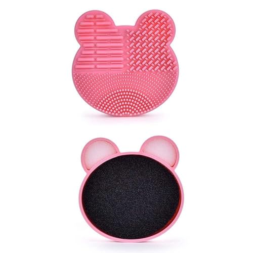 MobFest® Silicone Bear Makeup Brush Cleaner Pad - Quick Drying Cosmetic Sponge & Brush Cleaning Tray - Multicolor (Medium, 1 Pack) - Perfect for Daily Makeup Brush Care & Travel Beauty Essentials