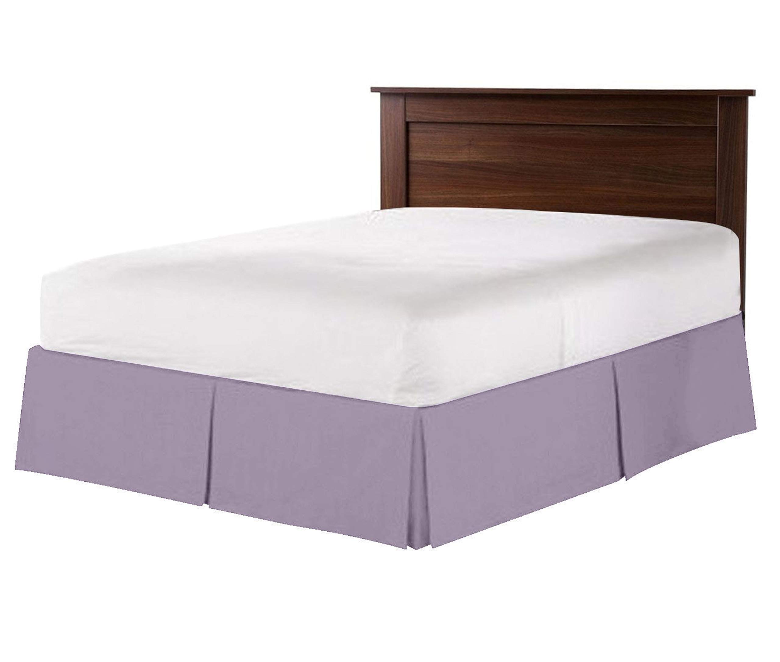 Olympic Queen Box Pleated Bed Skirt - 20 Inch Drop Split Corner Dust Ruffle - 100% Egyptian Cotton 800 Thread Count Luxury Bedding - Perfect for Guest Rooms & Master Bedroom Decor in Lavender