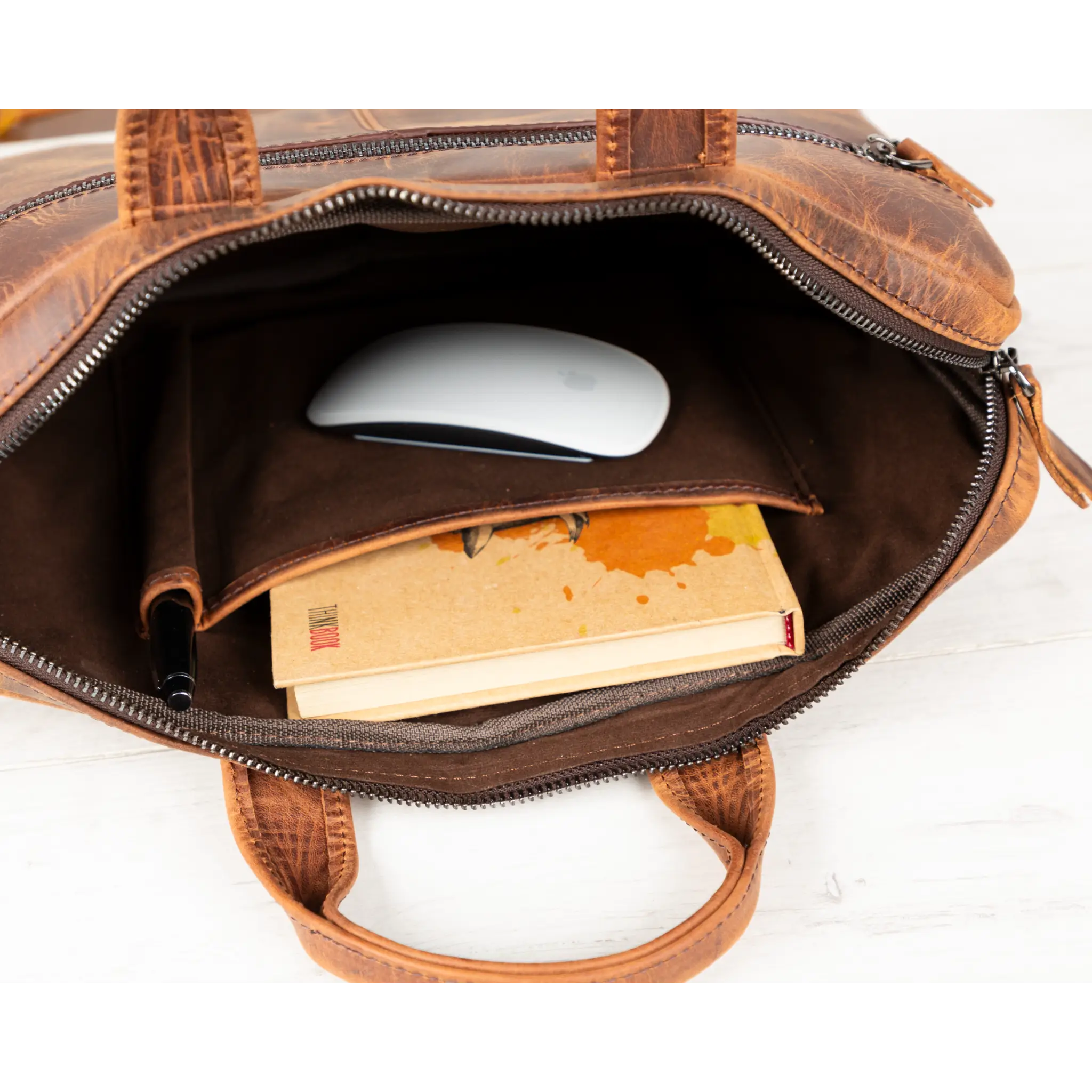 Premium Brown Leather Business Briefcase for Men & Women - Professional Laptop Bag for Office, Travel & Work - Durable & Stylish Work Bag with Multiple Pockets
