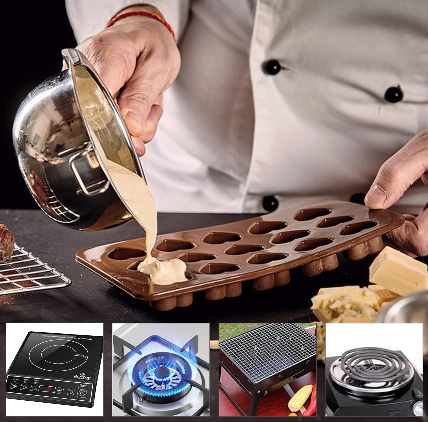 Premium Stainless Steel Double Boiler Melting Pot with Heat-Resistant Handle - 450/900ML Large Capacity for Melting Chocolate, Butter, Candy, Cheese & Candle Making - Perfect for Home Kitchens, Bakeries & DIY Craft Projects