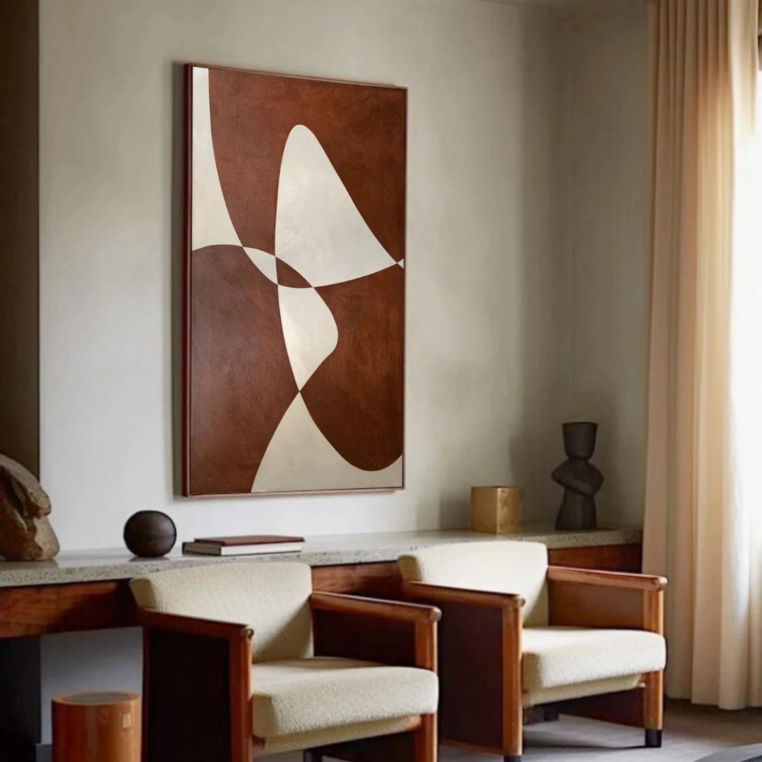 Beige & Brown Abstract Wall Art Print #BB131 - Modern Home Decor for Living Room, Bedroom & Office